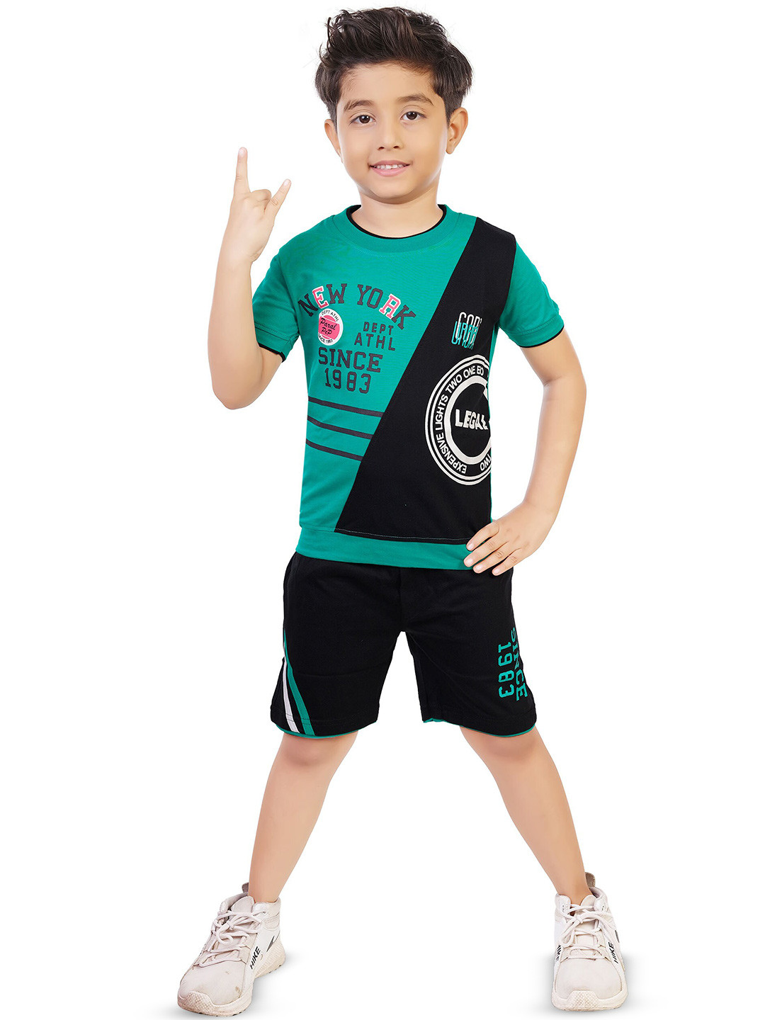 

BAESD Boys Printed T-shirt with Shorts, Blue