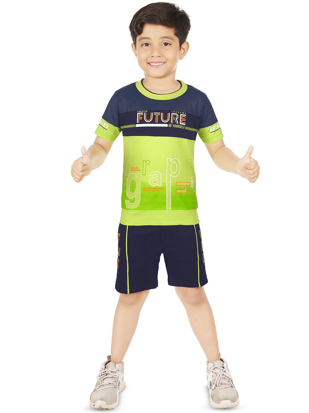 

BAESD Boys Printed T-shirt with Shorts, Green