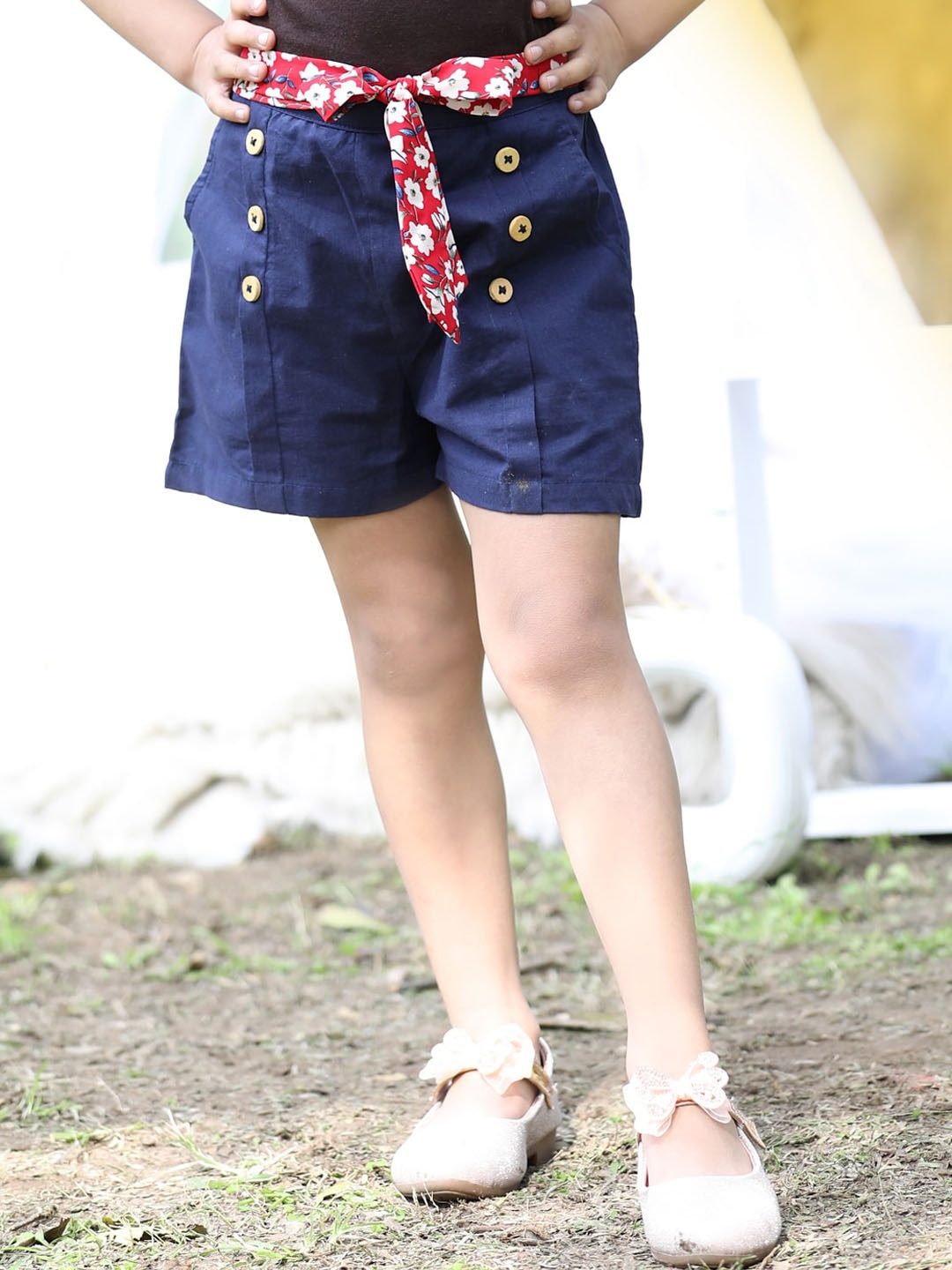

Cutiekins Girls High-Rise Cotton Shorts, Navy blue