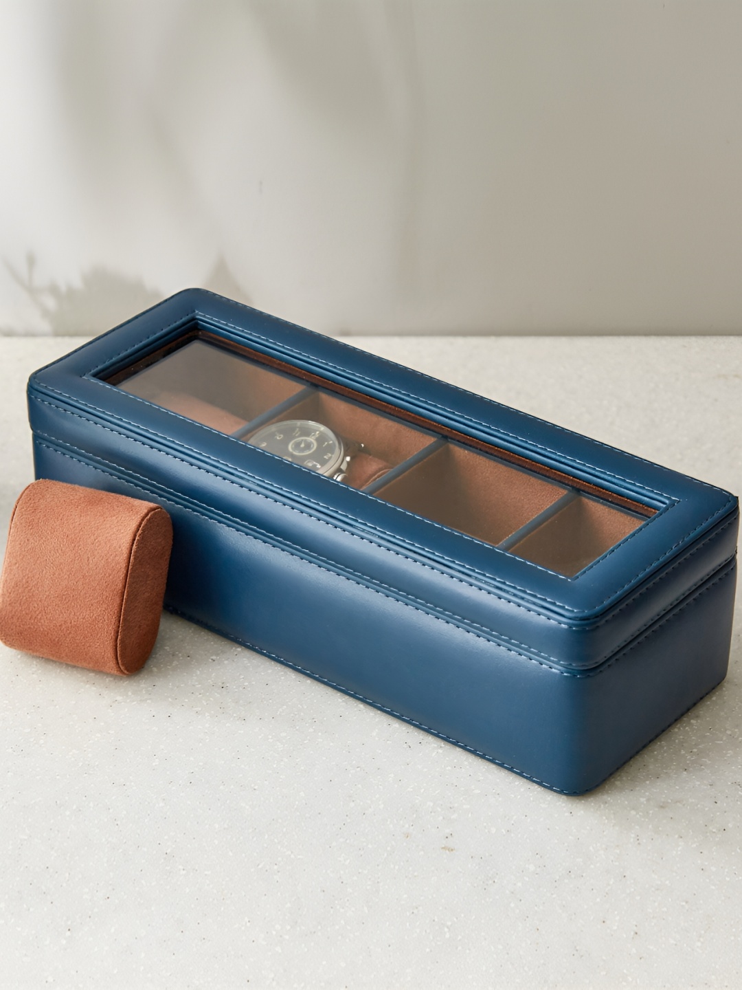 

Home Centre Orion Leather 4-Compartment Watch Box, Navy blue