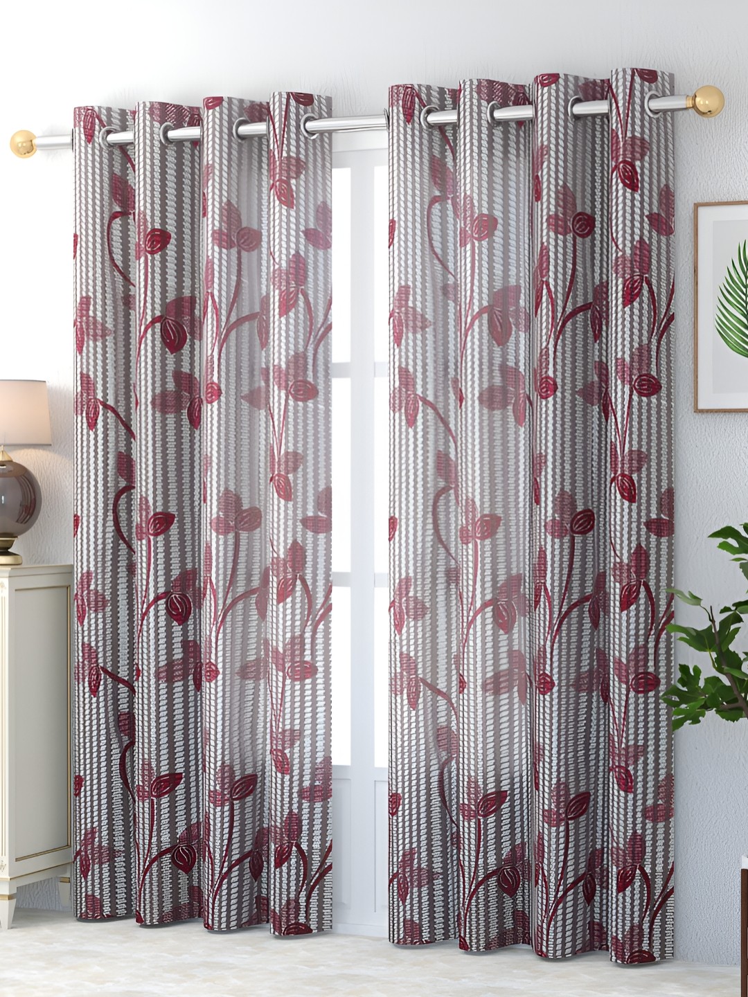 

Galaxy Home Decor Pink Set of 3 Floral Room Darkening Door Curtain
