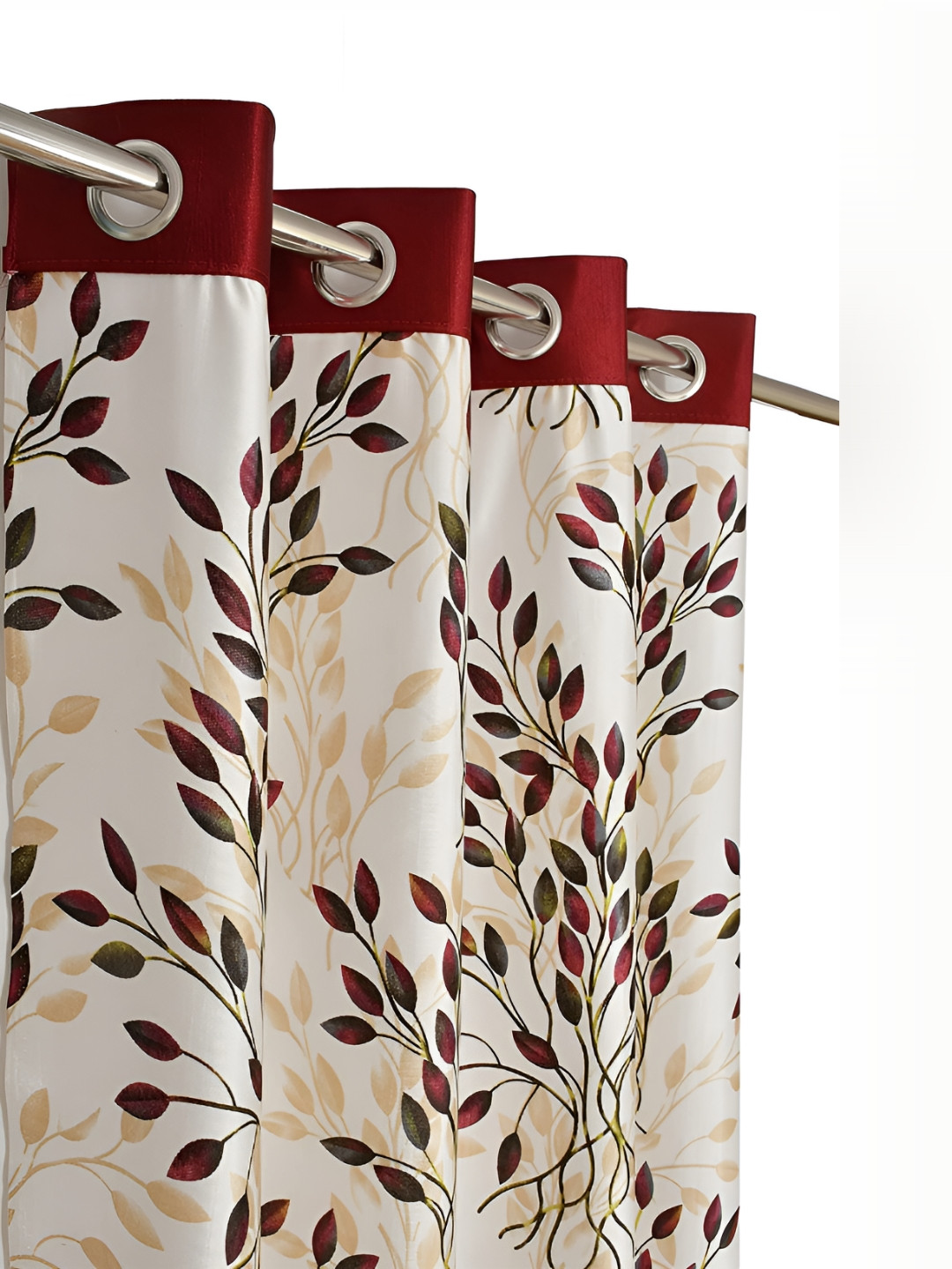 

Galaxy Home Decor Maroon & White 2 Pieces Floral Room Darkening Window Curtains