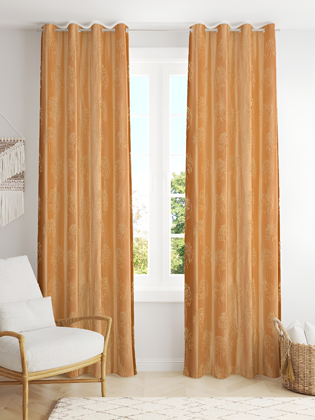 

Galaxy Home Decor Gold-Toned 2 Pieces Floral Room Darkening Door Curtain