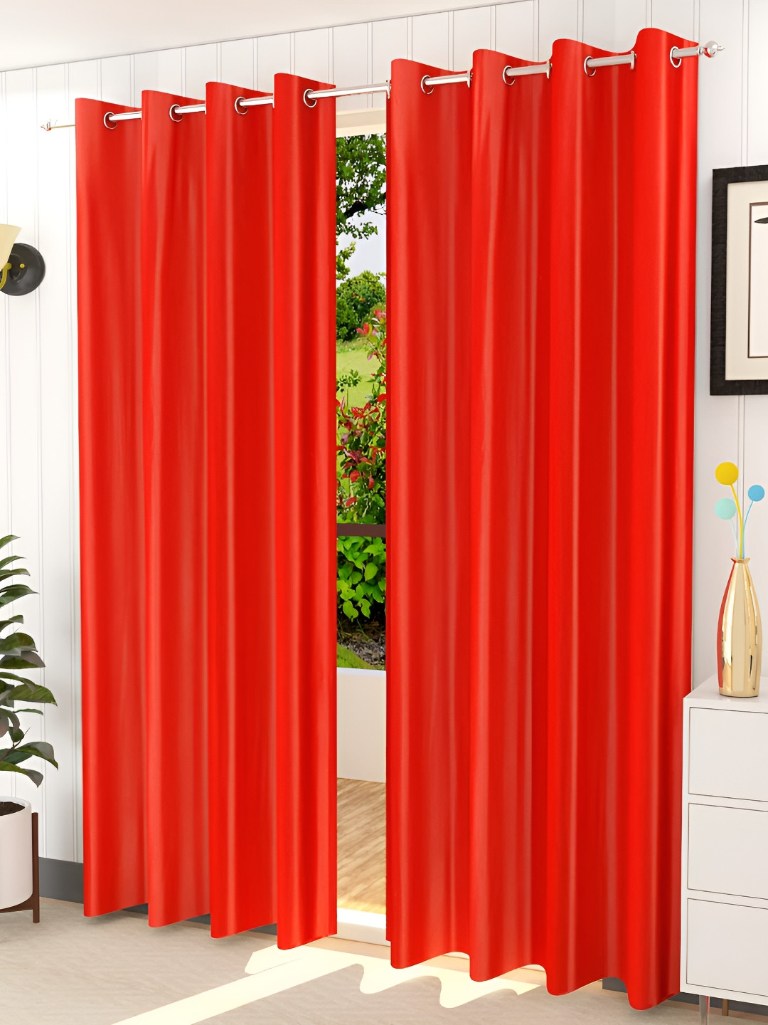

Galaxy Home Decor Red Room Darkening Long Door Curtain