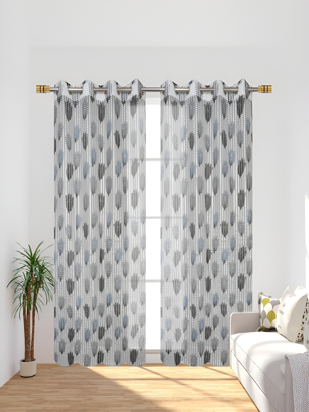 

Galaxy Home Decor Grey Set of 2 Floral Room Darkening Window Curtain