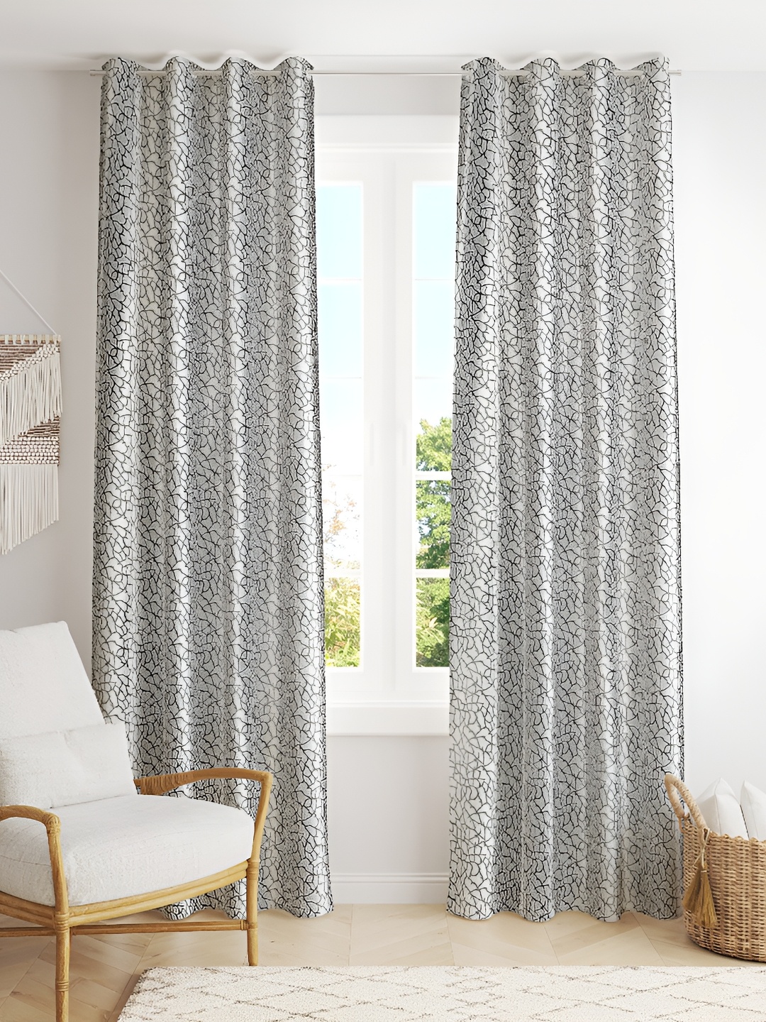 

Galaxy Home Decor Grey Floral Room Darkening Door Curtain