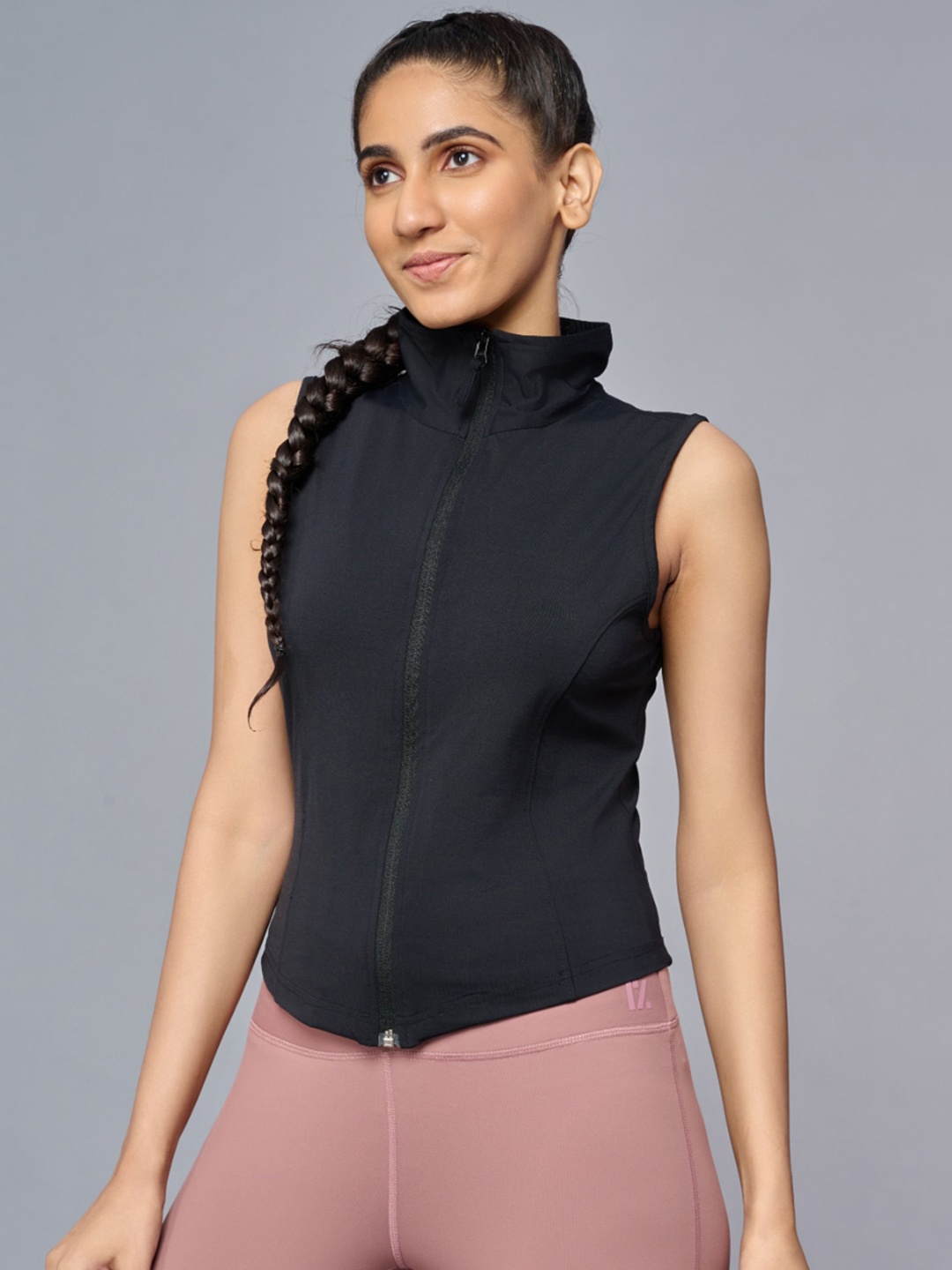 

RYZ Mock Collar Lightweight Rapid-Dry Sporty Jacket, Black