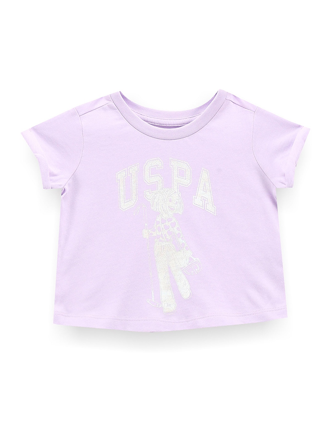 

U.S. Polo Assn. Kids Girls Typography Printed Cotton T-shirt, Purple