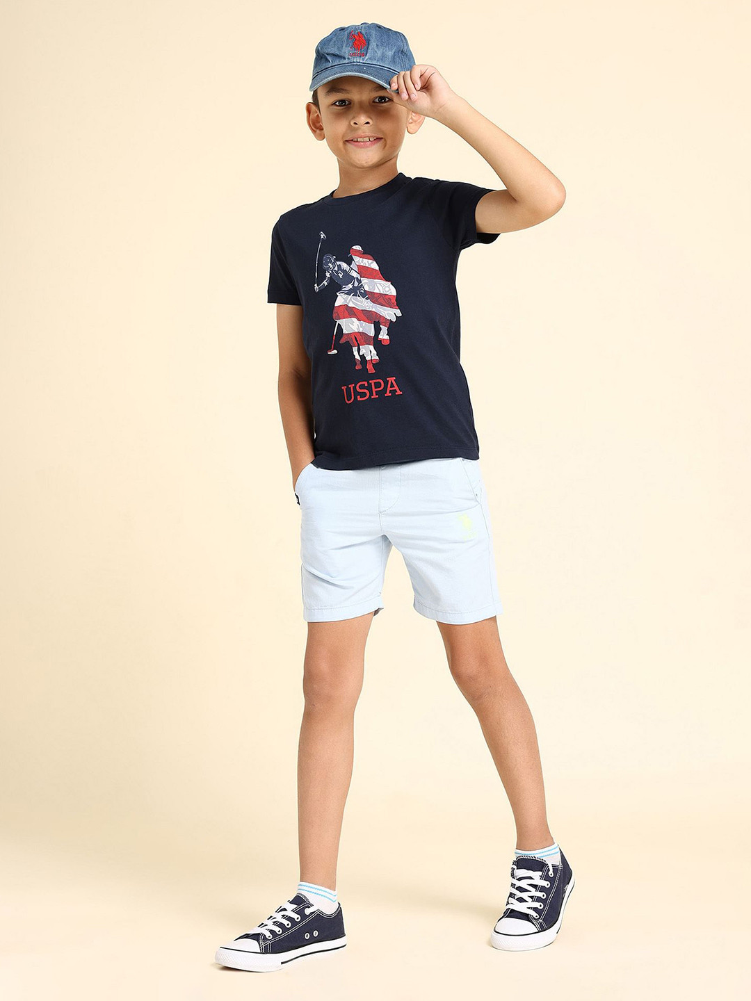 

U.S. Polo Assn. Kids Boys Printed Cotton Applique T-shirt, Blue