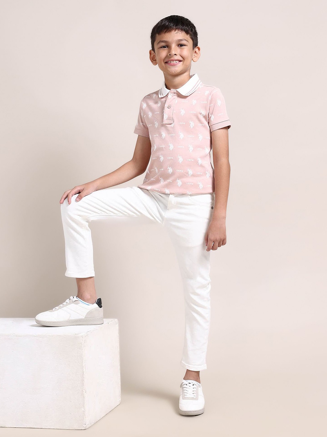 

U.S. Polo Assn. Kids Boys Printed Polo Collar T-shirt, Pink
