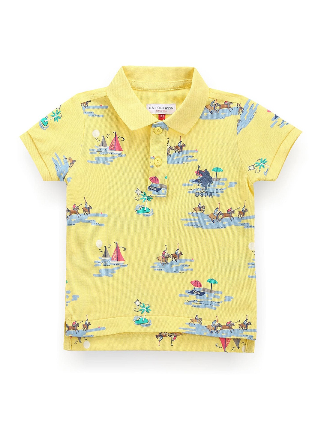 

U.S. Polo Assn. Kids Boys Graphic Printed Polo Collar T-shirt, Yellow