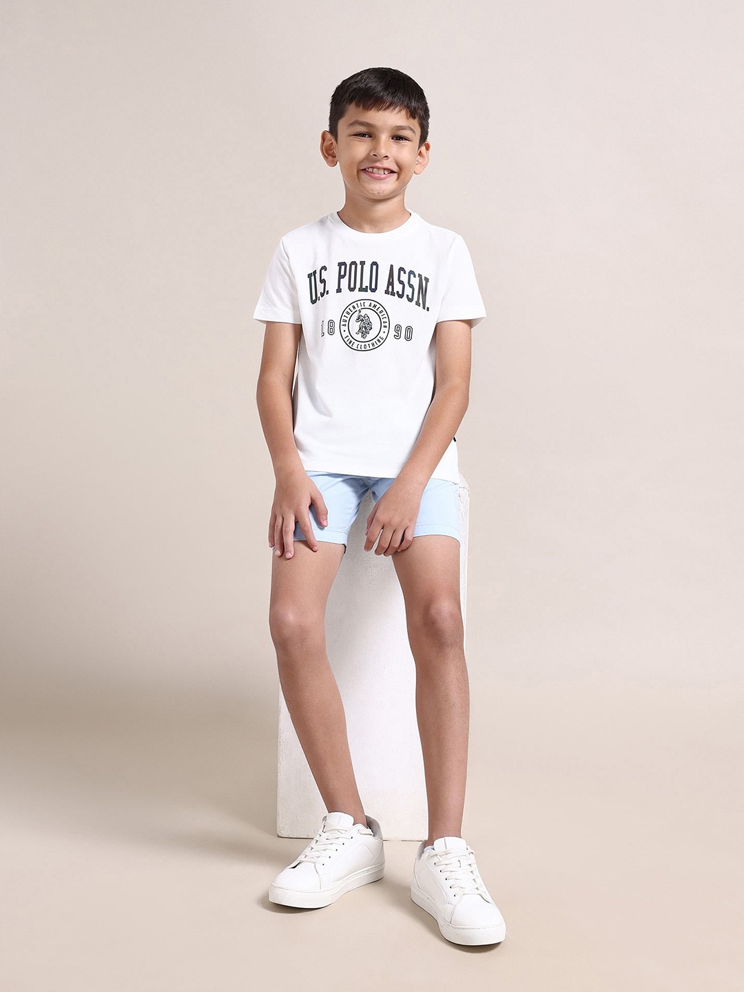 

U.S. Polo Assn. Kids Boys Typography Printed Short Sleeves Cotton T-shirt, White