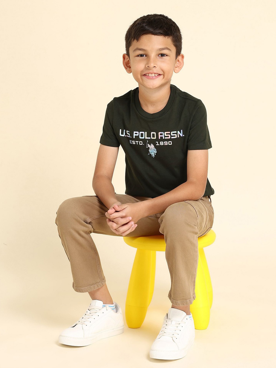 

U.S. Polo Assn. Kids Boys Typography Printed T-shirt, Green