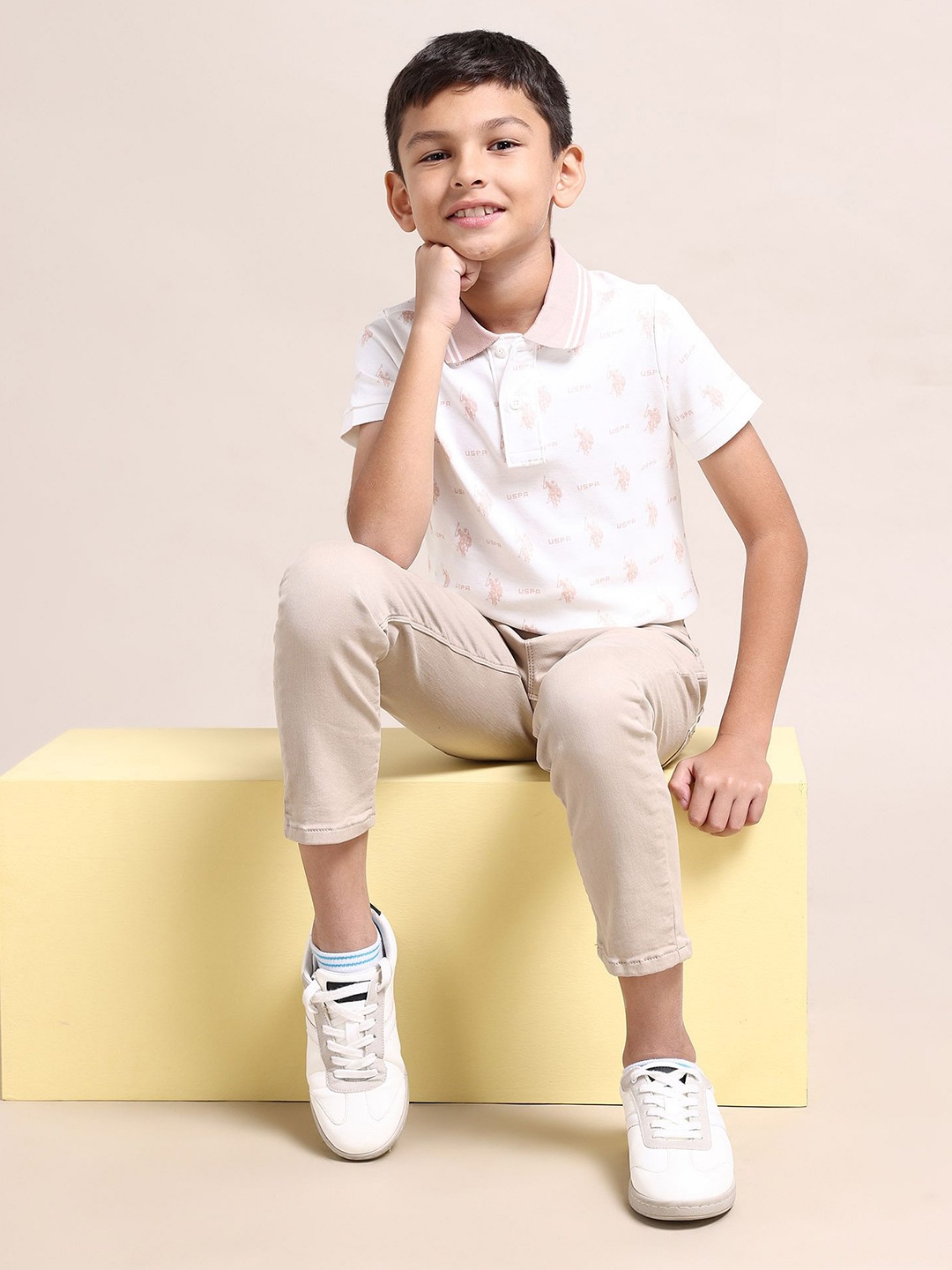 

U.S. Polo Assn. Kids Boys Printed Polo Collar T-shirt, White