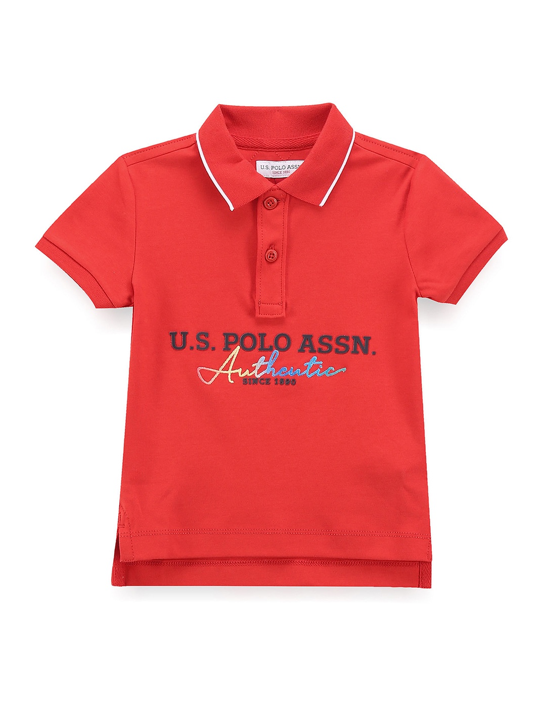 U.S. Polo Assn. Kids Boys Typography Printed Polo Collar T-shirt, Red