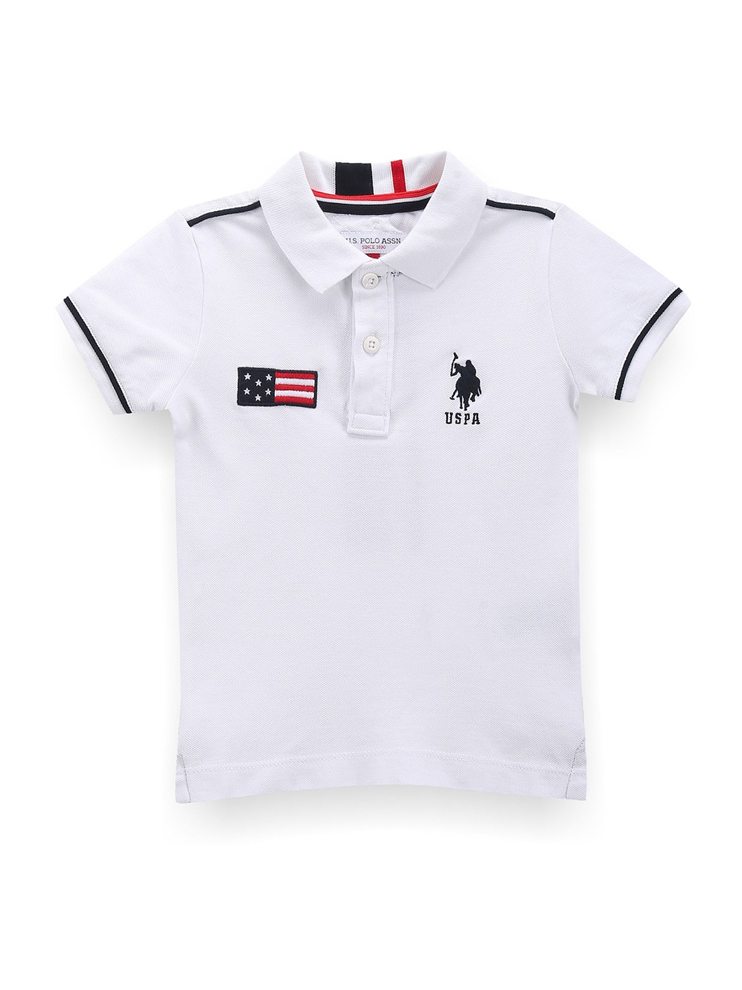 

U.S. Polo Assn. Kids Boys Polo Collar Cotton Applique T-shirt, White