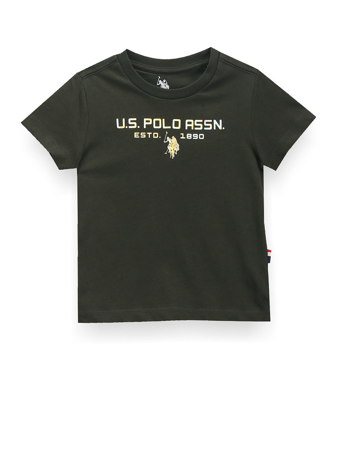 U.S. Polo Assn. Kids Boys Typography Printed Raw Edge T-shirt, Green