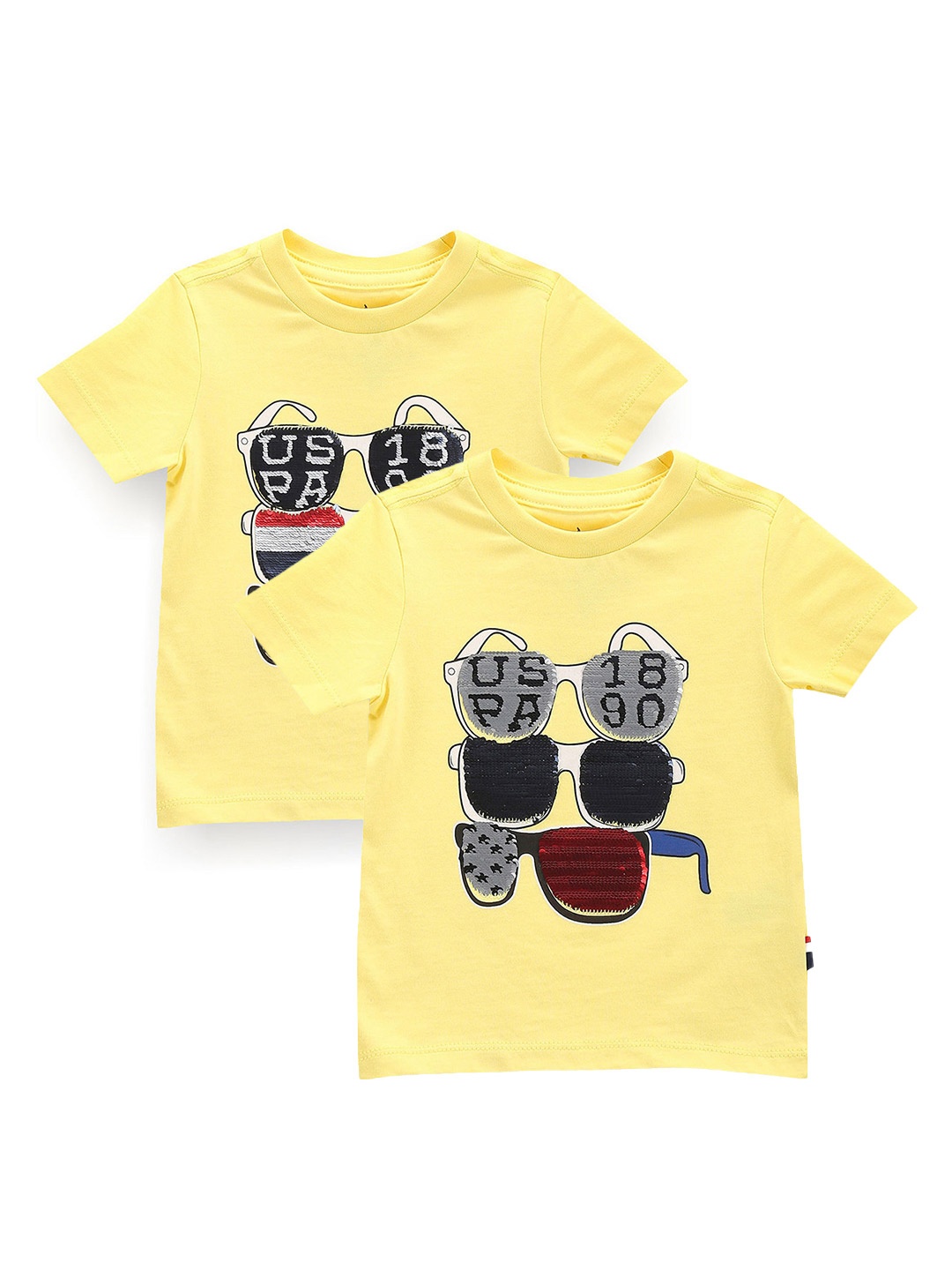

U.S. Polo Assn. Kids Boys Printed Short Sleeves Cotton T-shirt, Yellow