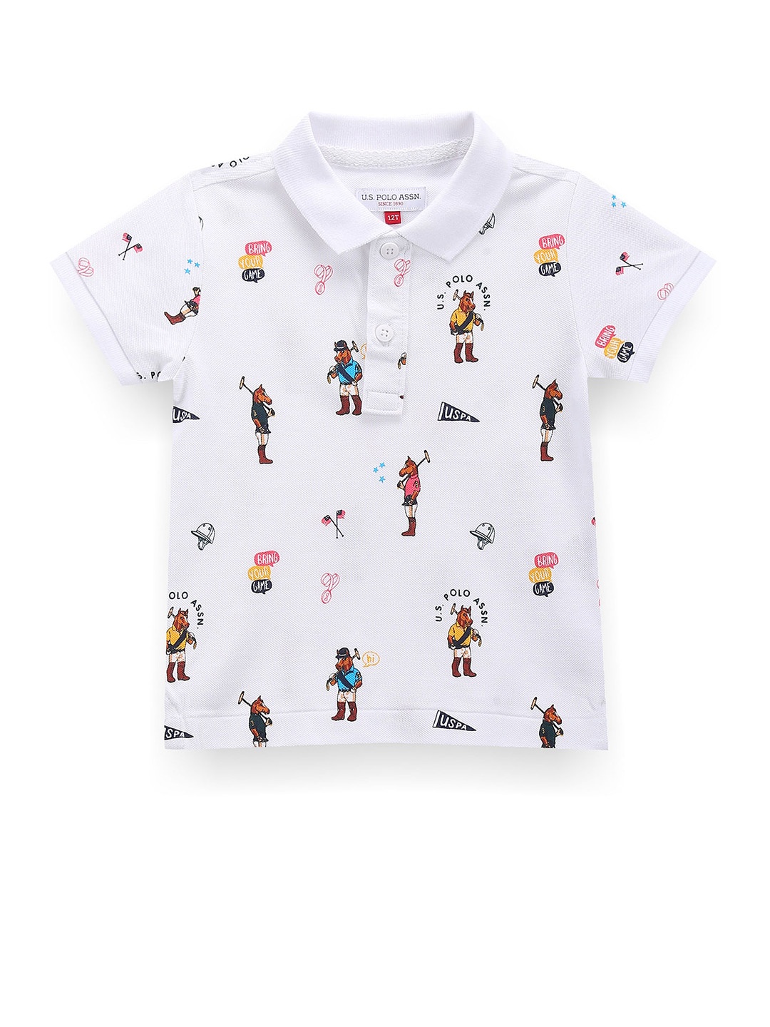 

U.S. Polo Assn. Kids Boys Printed Polo Collar T-shirt, White