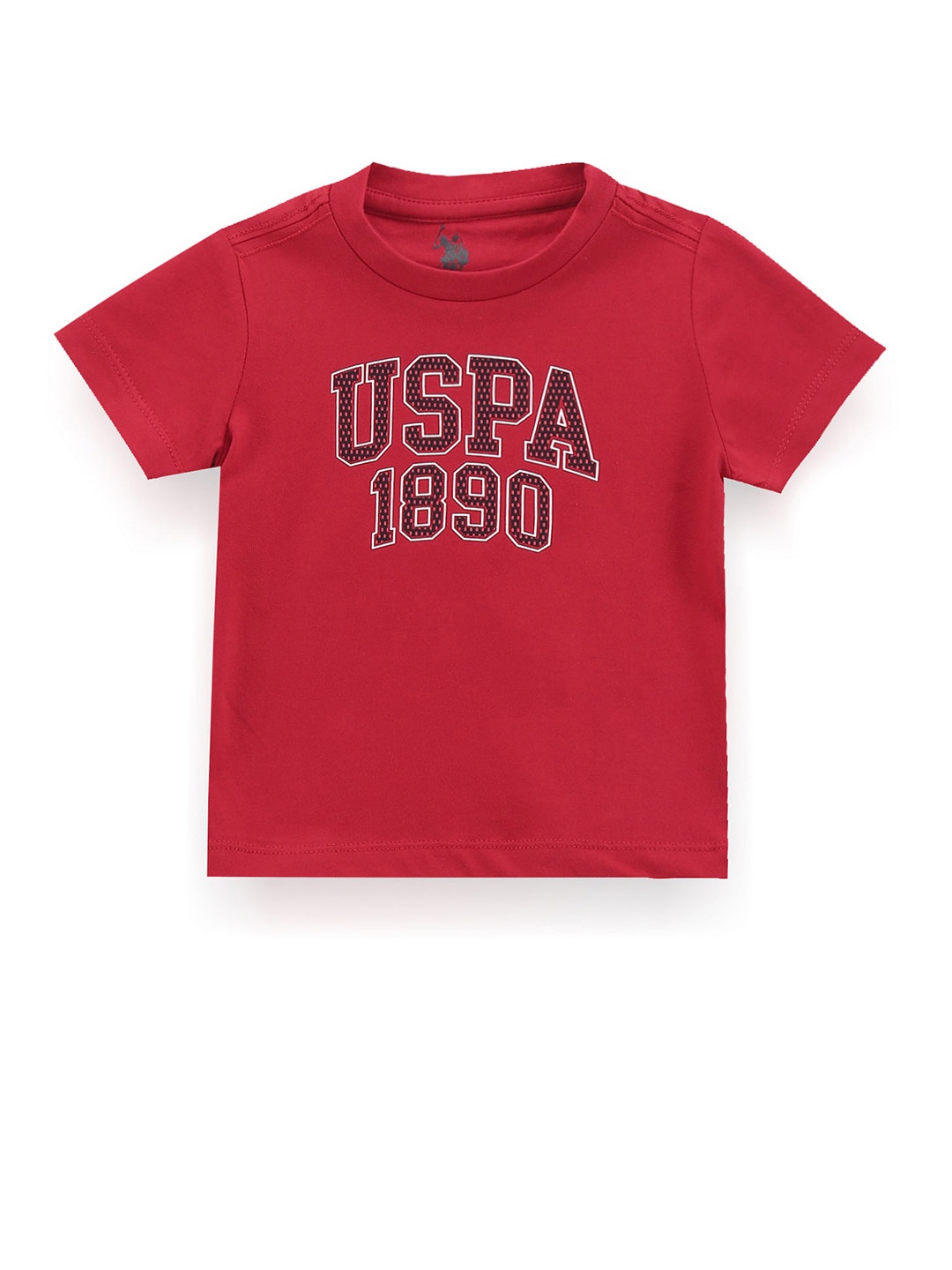 

U.S. Polo Assn. Kids Boys Typography Printed Cotton Applique T-shirt, Red