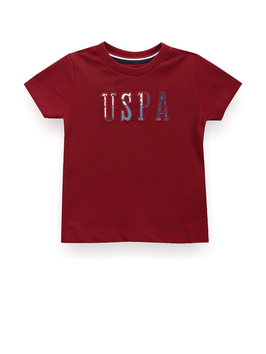 

U.S. Polo Assn. Kids Boys Typography Printed Applique T-shirt, Red