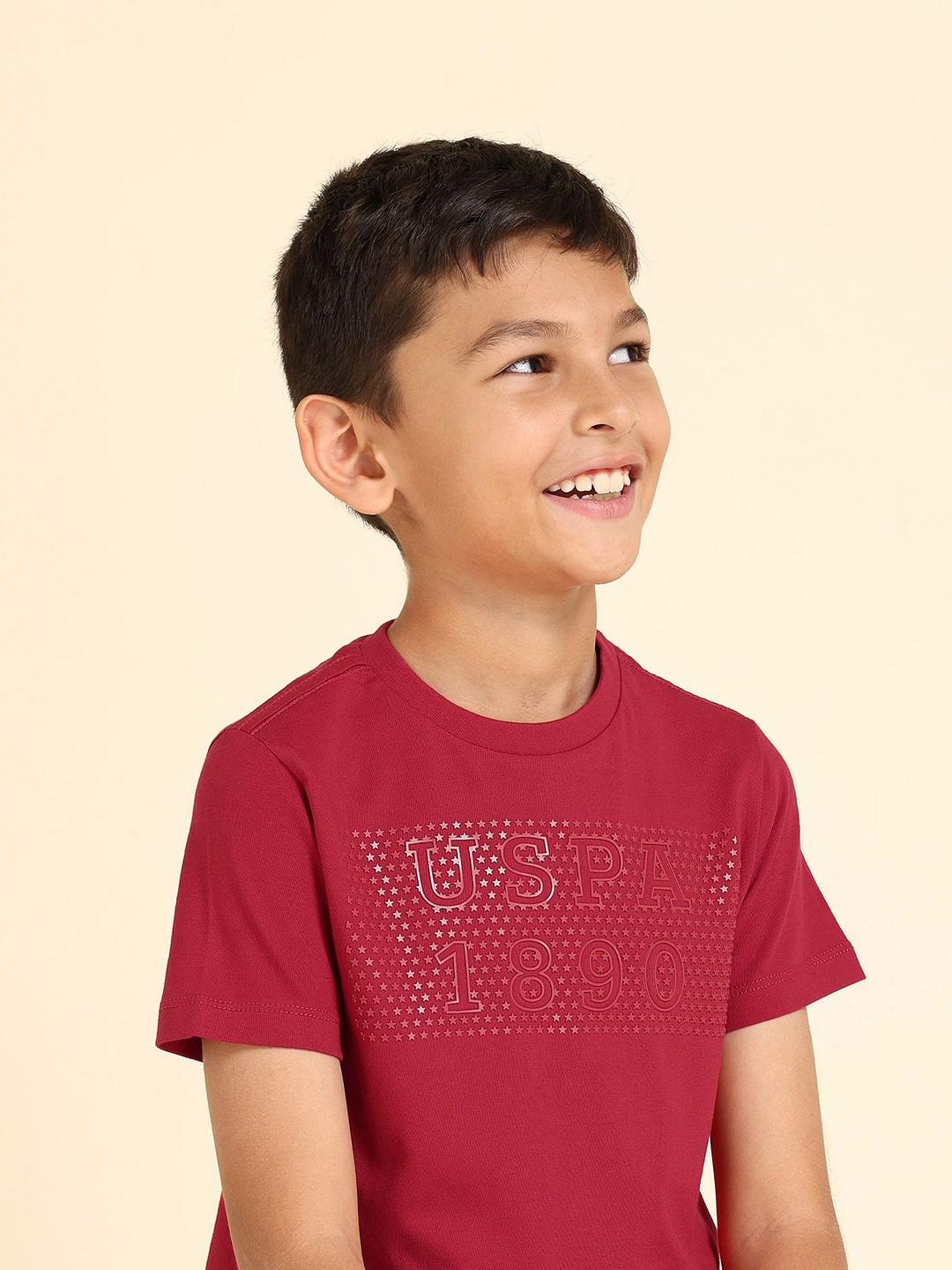 

U.S. Polo Assn. Kids Boys Typography Printed Short Sleeves Cotton T-shirt, Red