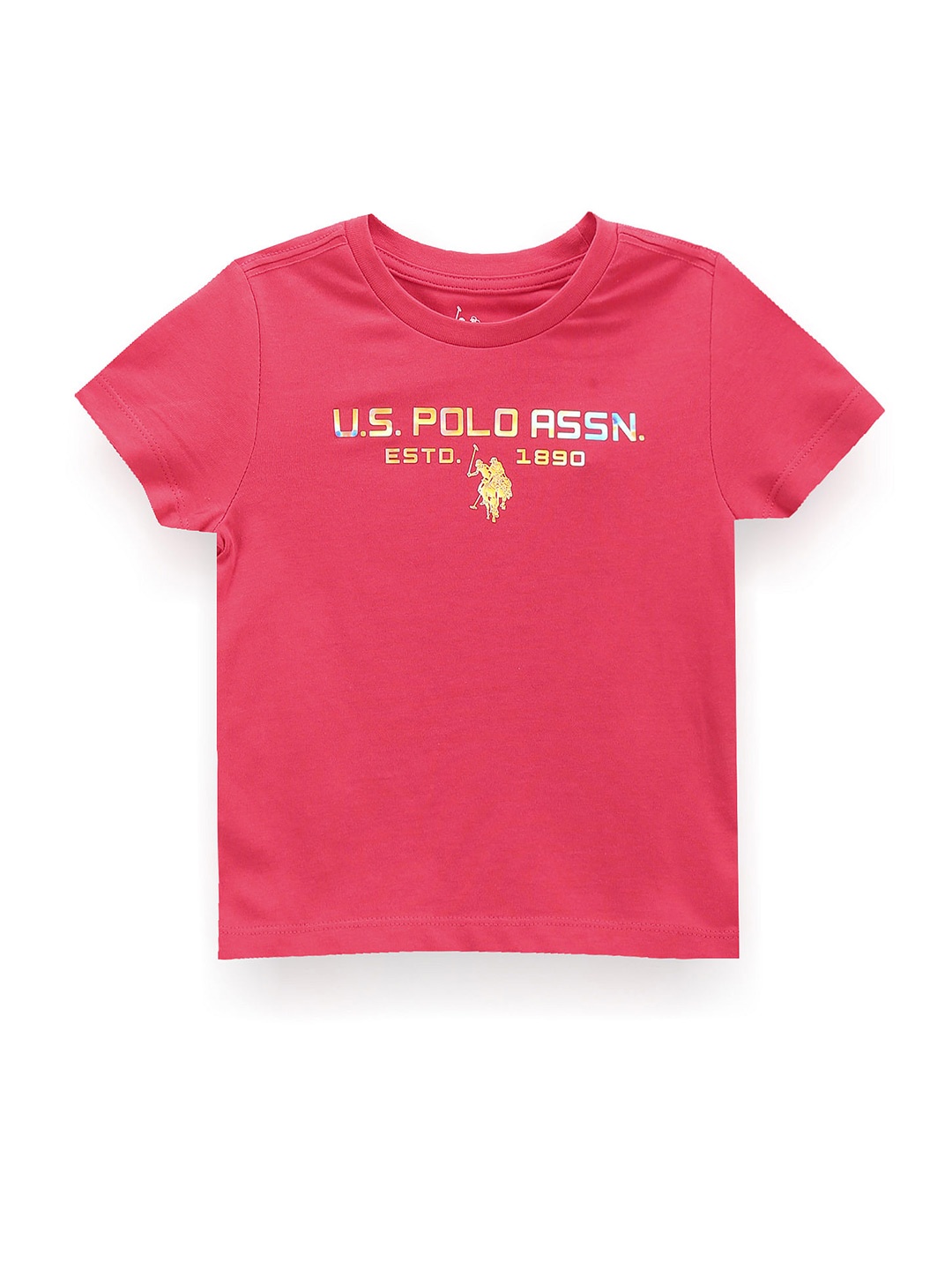 U.S. Polo Assn. Kids Boys Typography Printed Short Sleeves Cotton T-shirt, Red