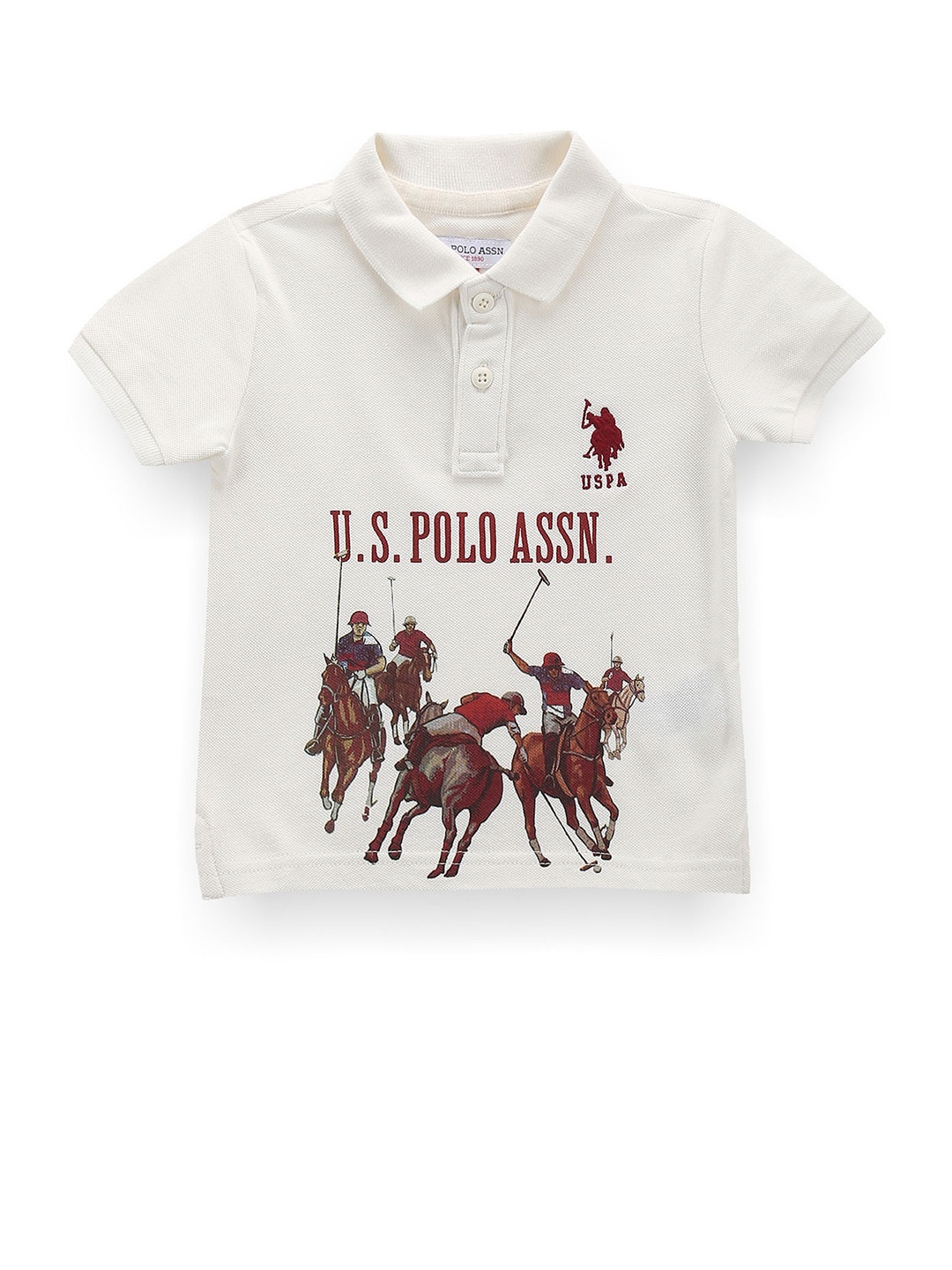 

U.S. Polo Assn. Kids Boys Polo Collar Cotton Applique T-shirt, White