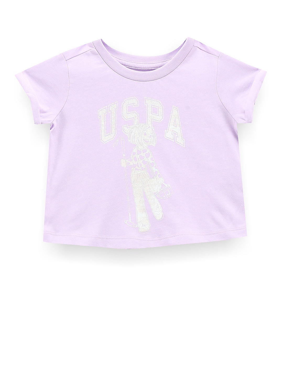 

U.S. Polo Assn. Kids Girls Printed Round Neck T-shirt, Purple