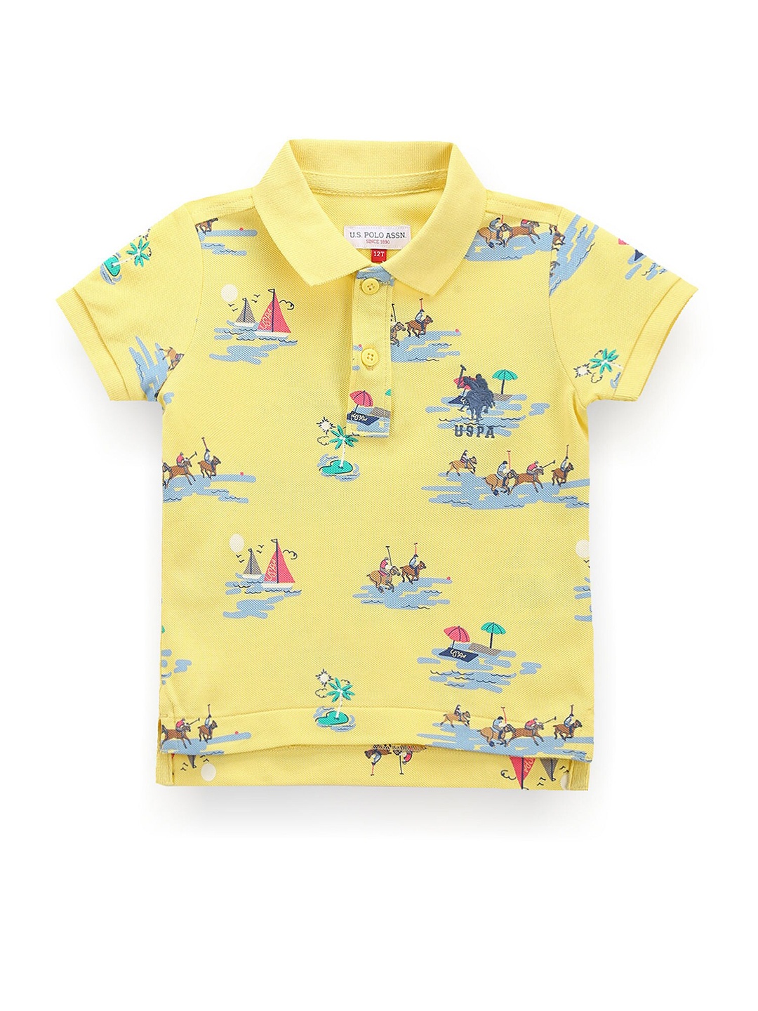 

U.S. Polo Assn. Kids Boys Graphic Printed Polo Collar T-shirt, Yellow