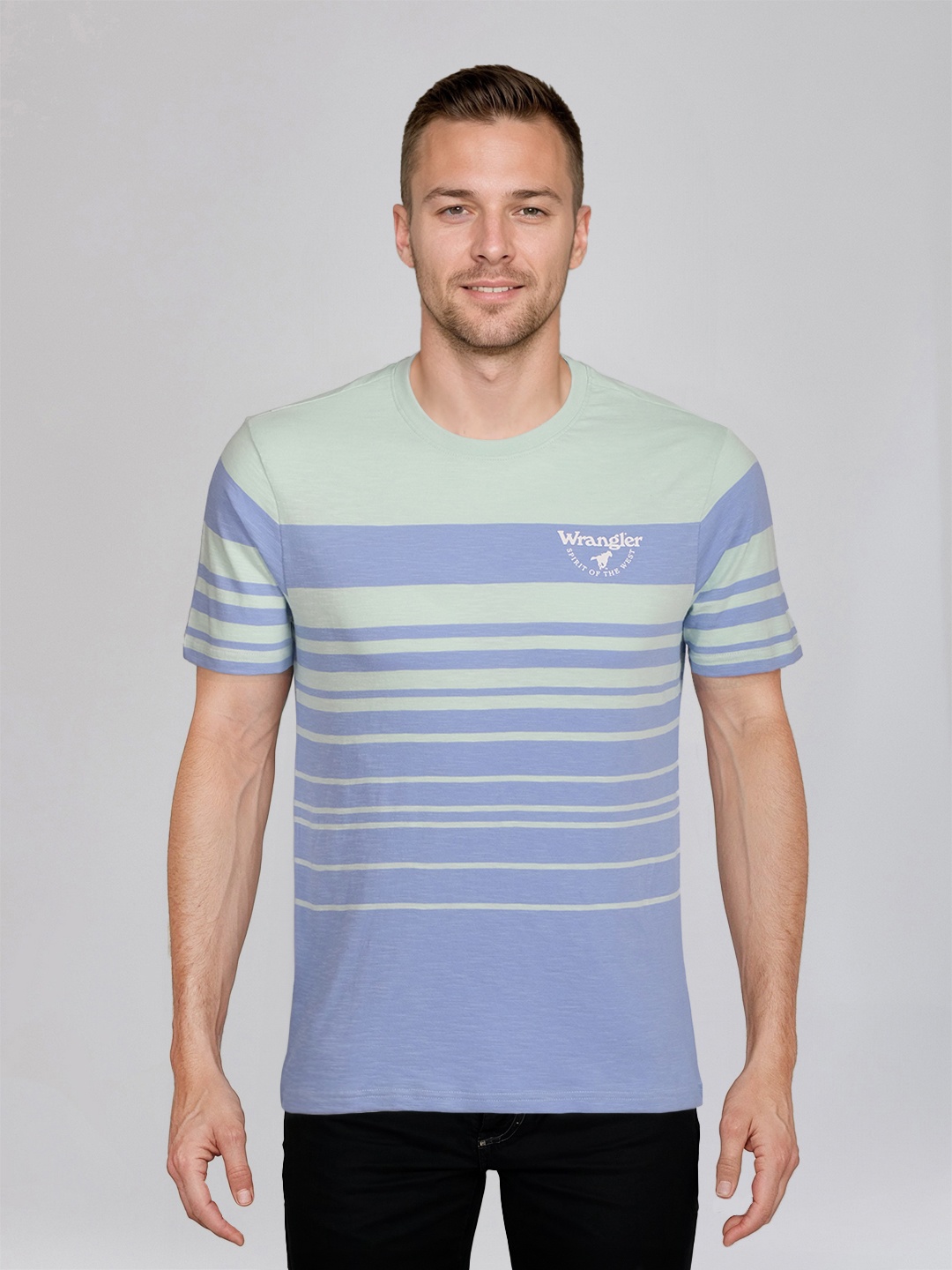 

Wrangler Striped Round Neck Short Sleeves Regular Fit T-shirt, Blue