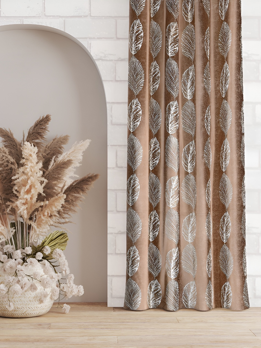

Galaxy Home Decor Brown Floral Room Darkening Window Curtain
