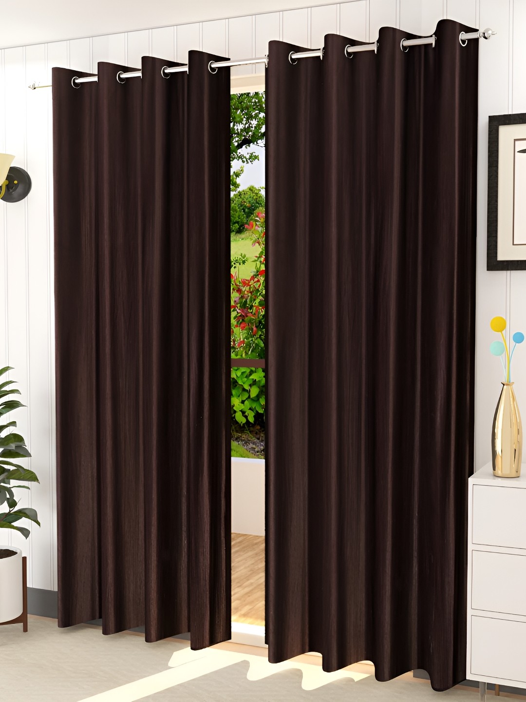 

Galaxy Home Decor Brown Eyelet Room Darkening Window Curtain