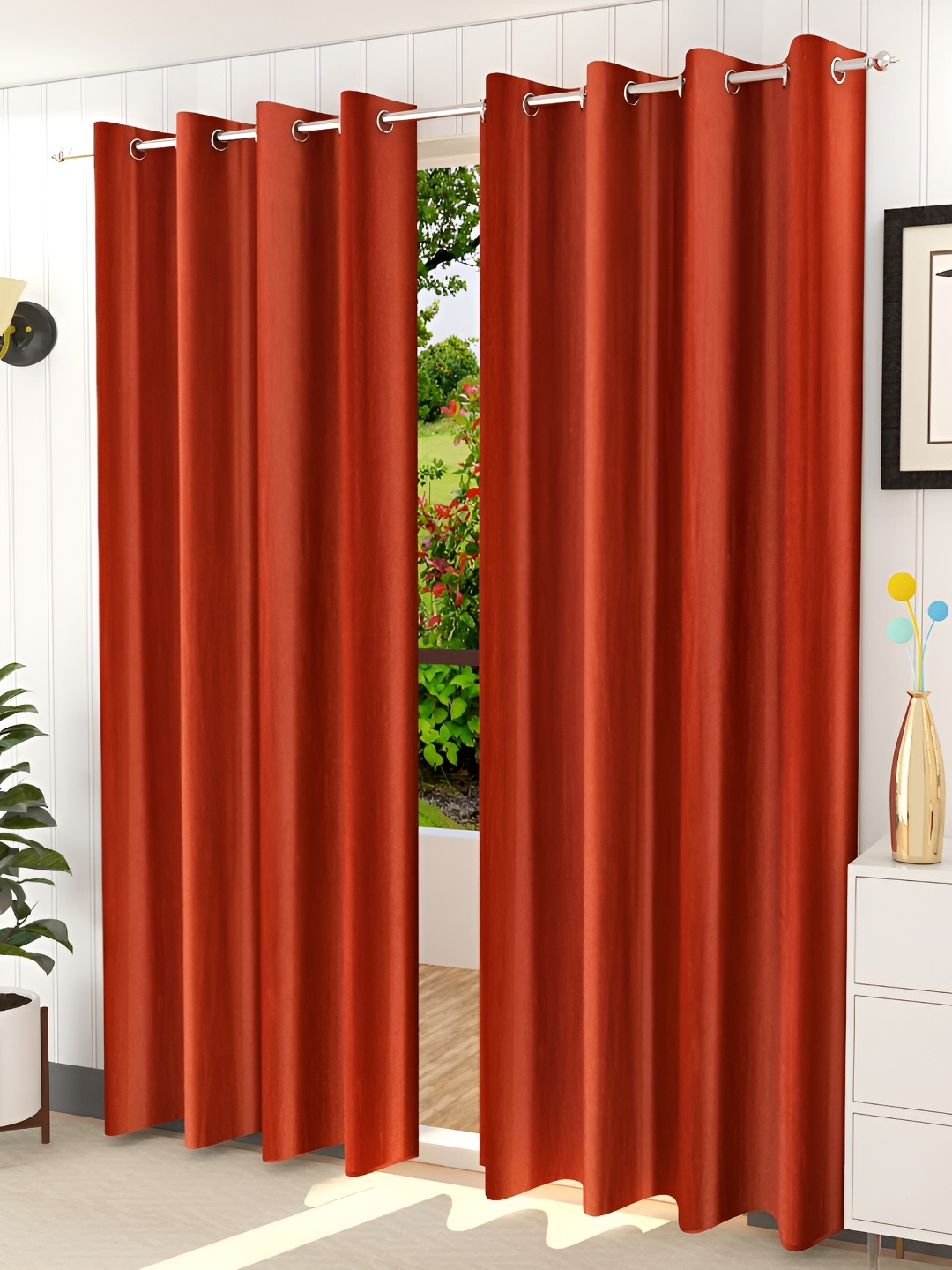 

Galaxy Home Decor Rust 2 Pieces Room Darkening Eyelet Long Door Curtain