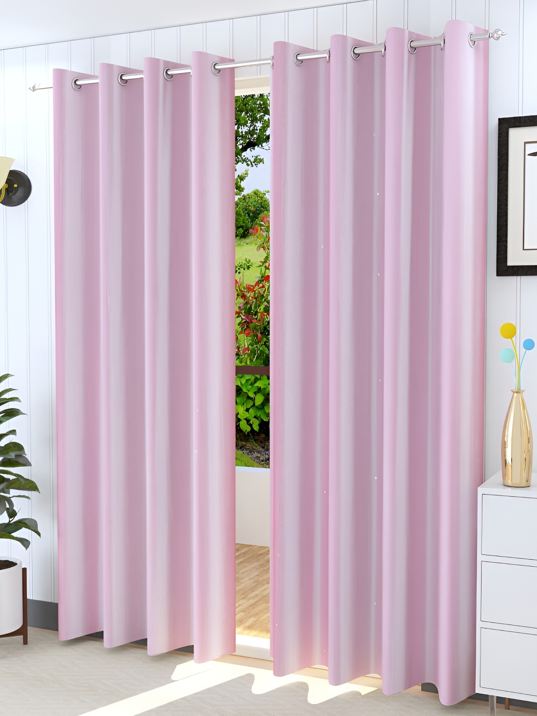 

Galaxy Home Decor Pink 2 Pieces Room Darkening Door Curtains