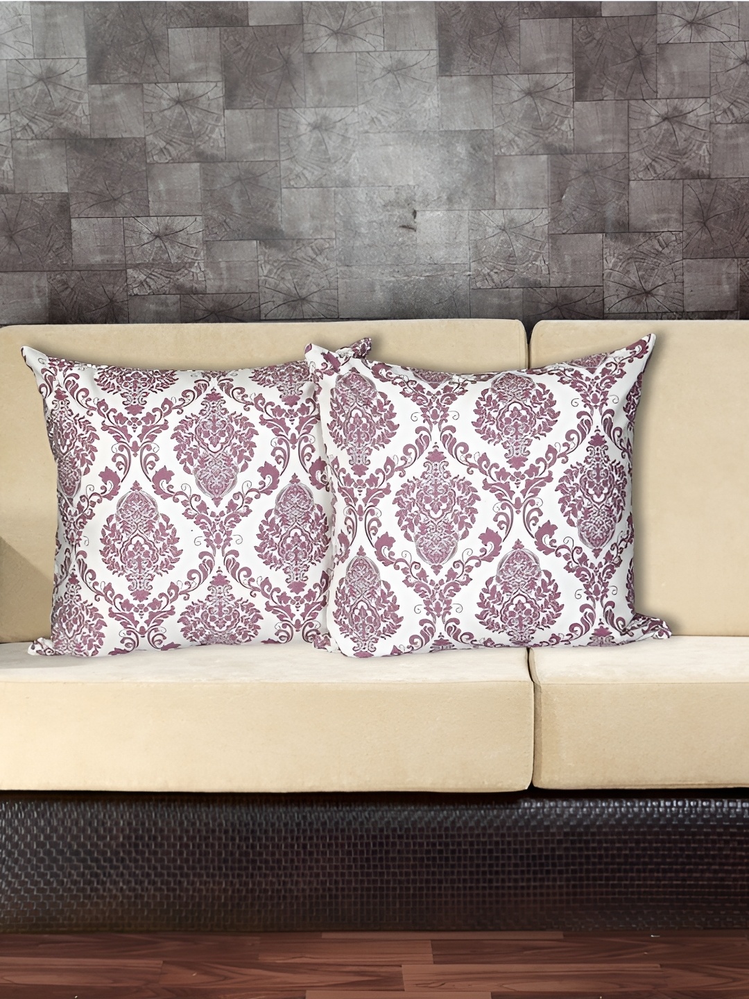 

INDHOME LIFE Pink & White Set of 2 Ethnic Motifs Square Cushion Covers