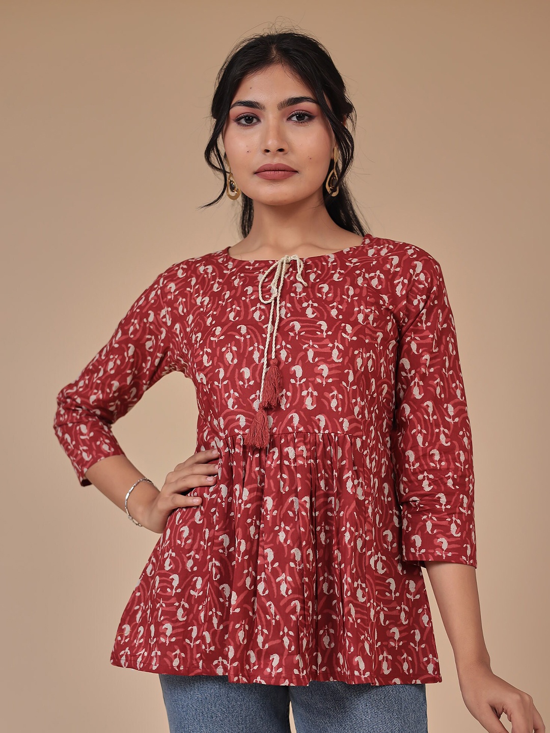 

ZARI Printed Tunic, Maroon