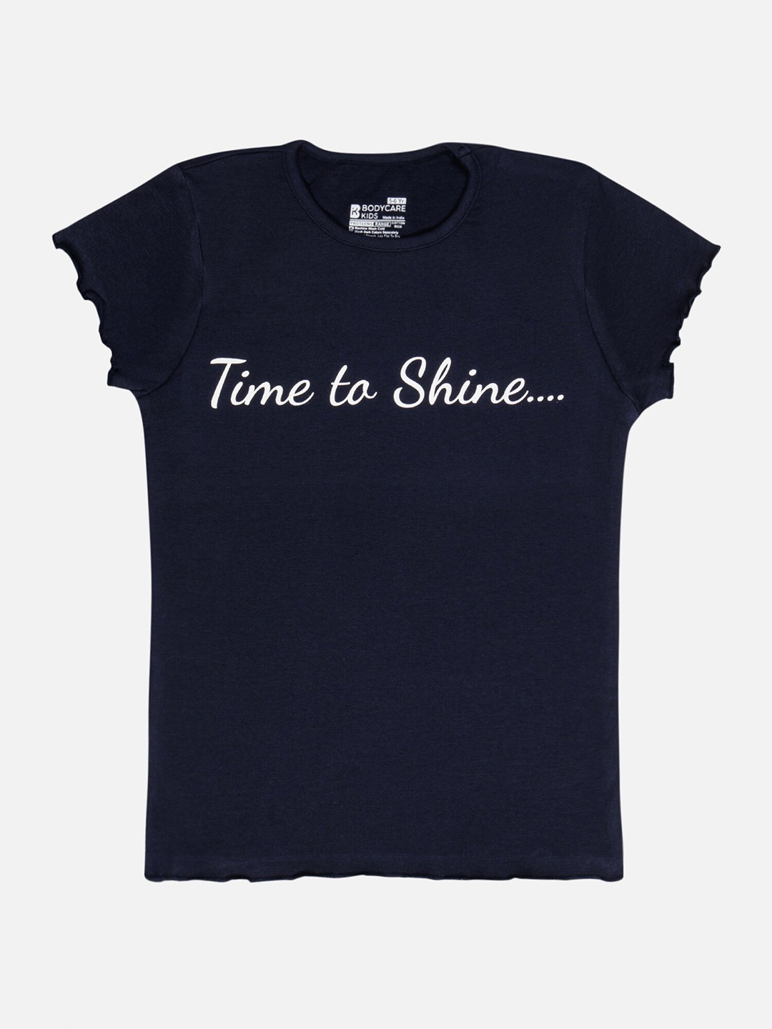 

Bodycare Girls Typography Printed Round Neck Short Sleeves Cotton T-Shirt, Navy blue