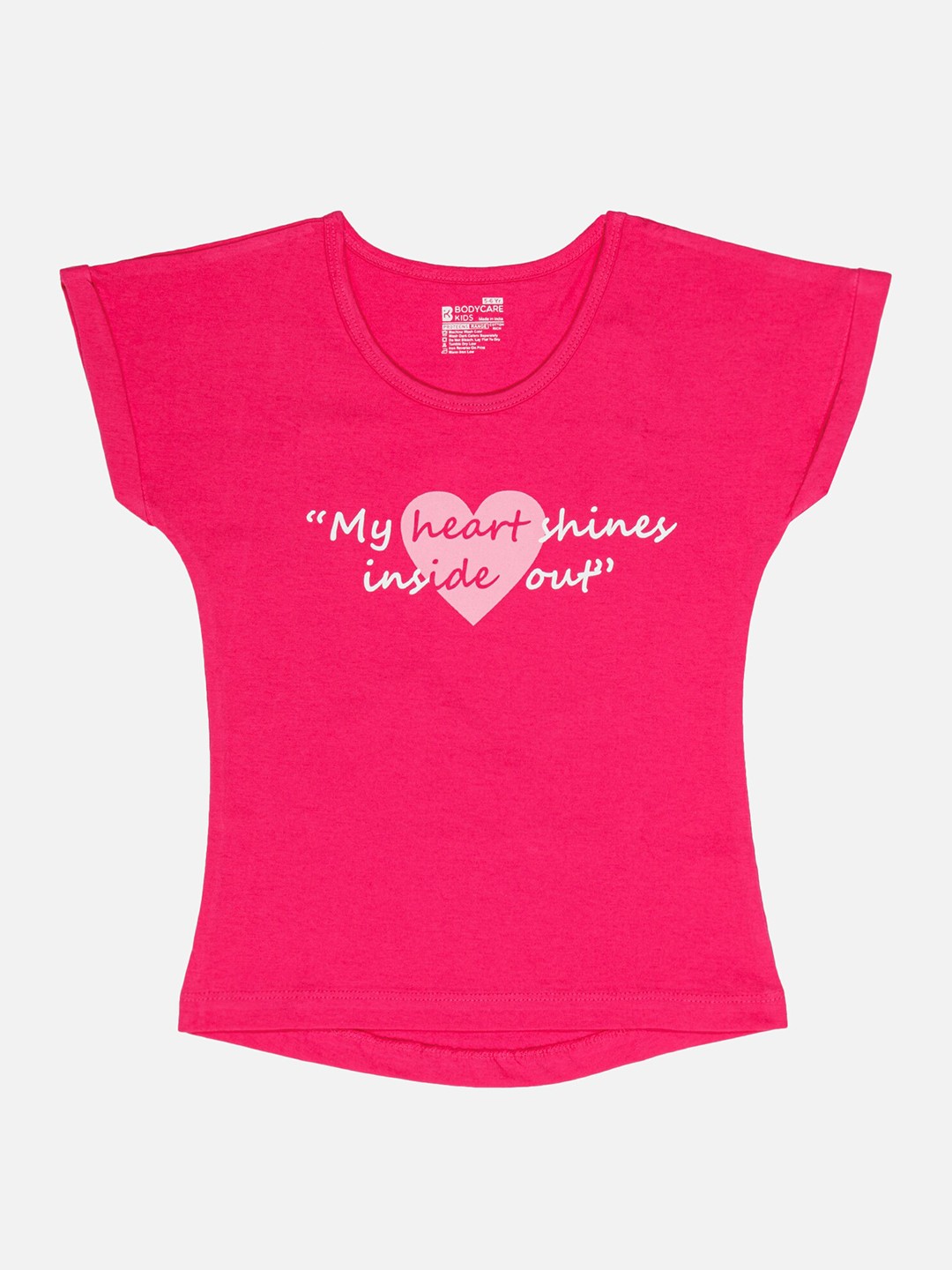 

Bodycare Girls Typography Printed Round Neck Cotton T-shirt, Fuchsia