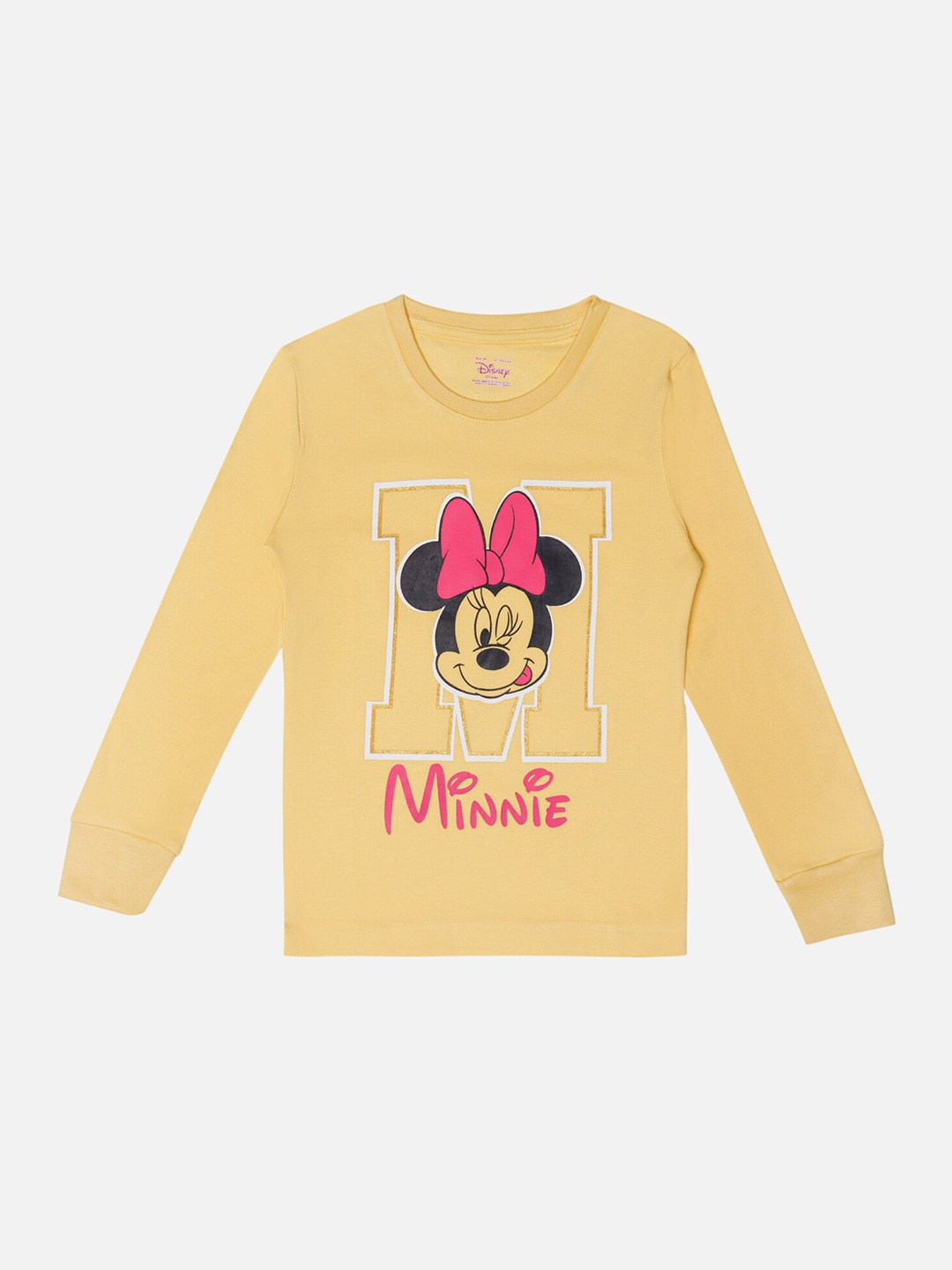 

Bodycare Girls Minnie & Friends Printed Round Neck Short Sleeves Cotton T-shirt, Yellow