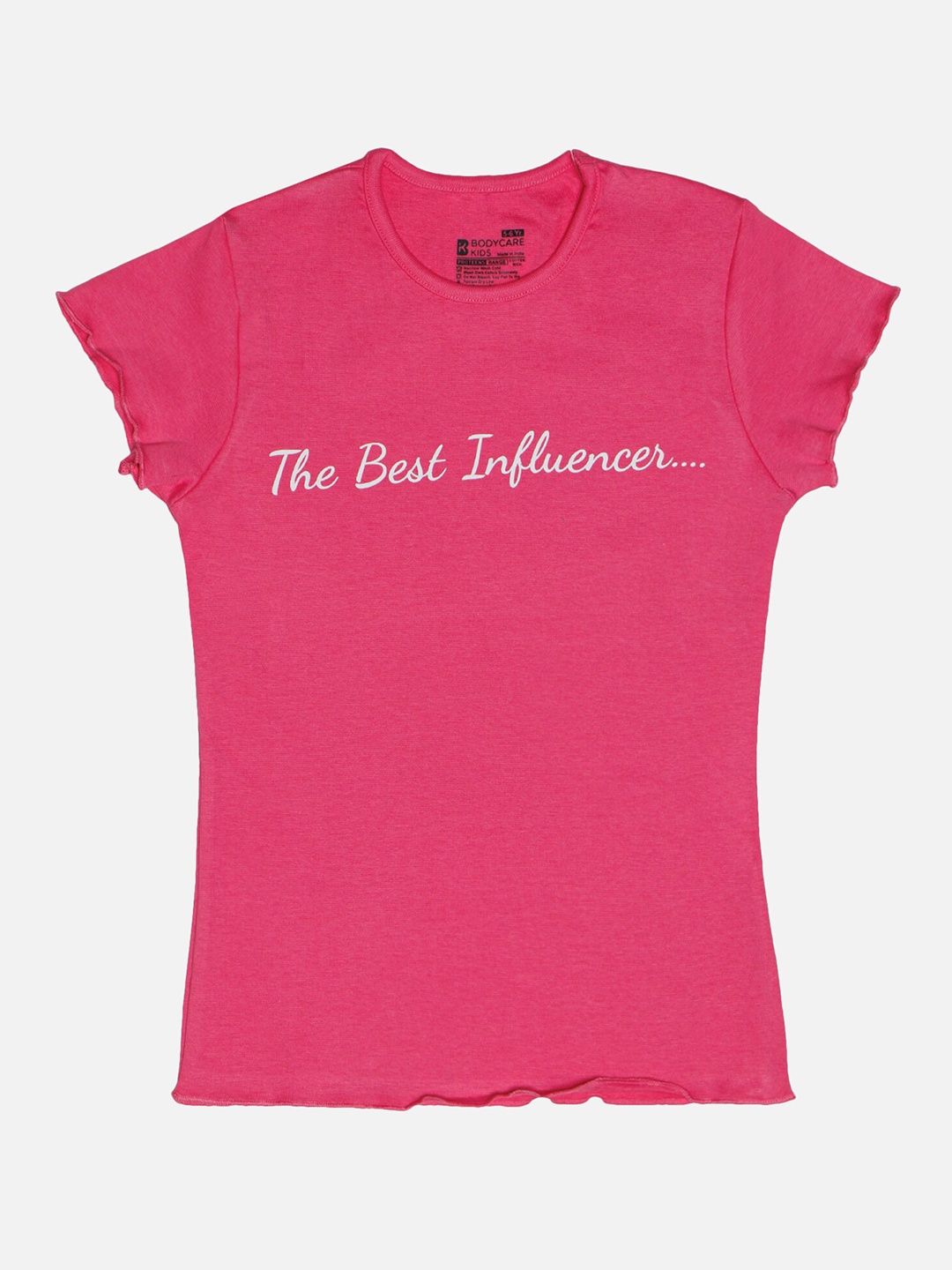 

Bodycare Girls Typography Printed Cotton T-shirt, Pink