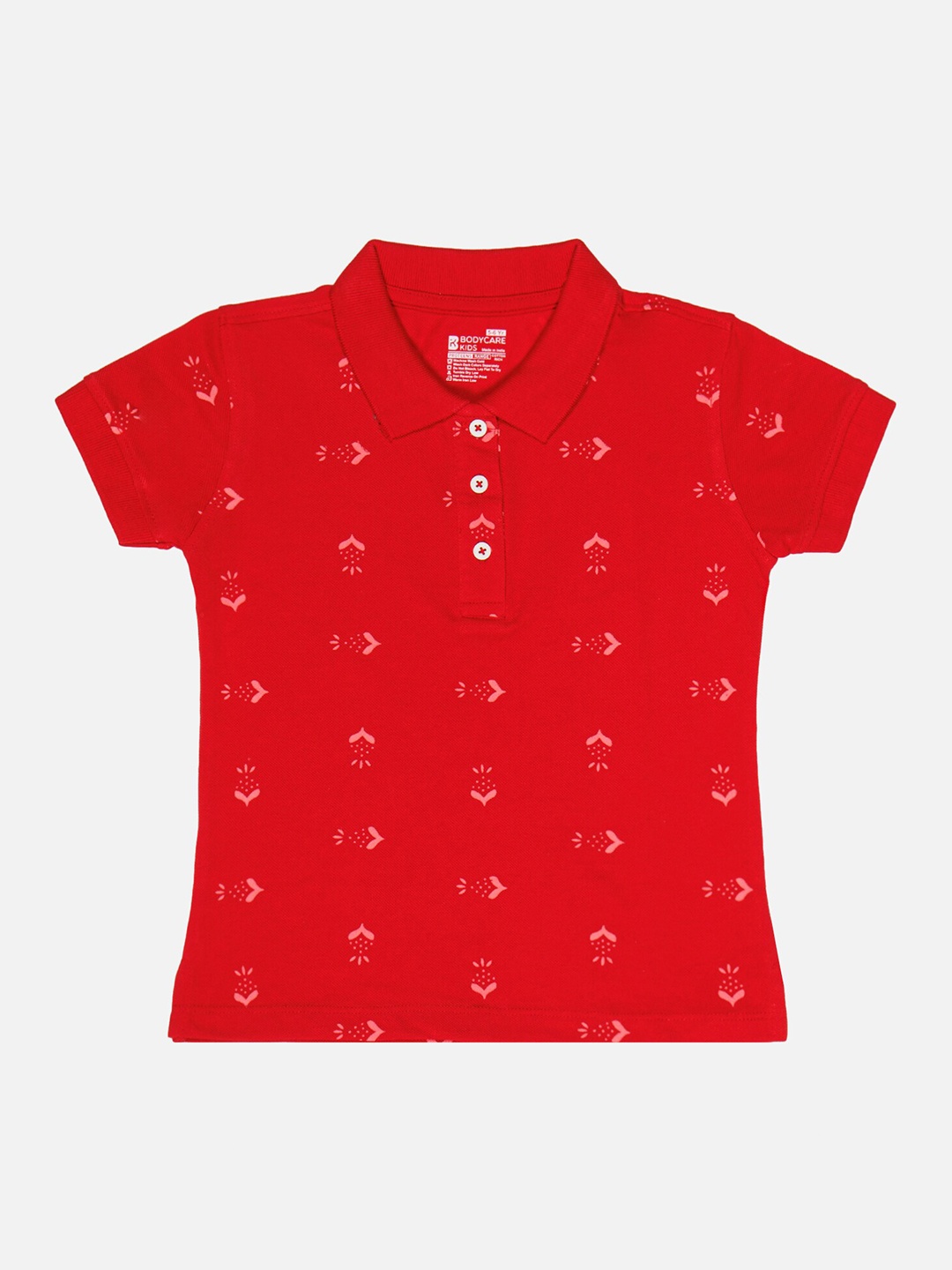 

Bodycare Girls Printed Polo Collar T-shirt, Red