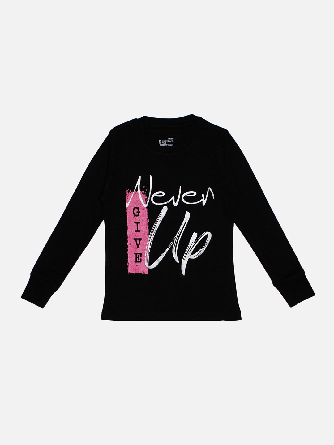 

Bodycare Girls Typography Printed Cotton T-shirt, Black