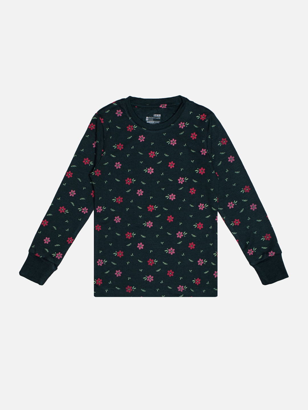 

Bodycare Girls Floral Printed Cotton T-shirt, Green