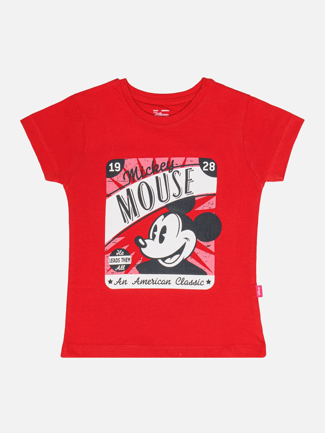 

Bodycare Girls Typography Printed Cotton Round Neck Short Sleeves Applique Casual T-shirt, Red