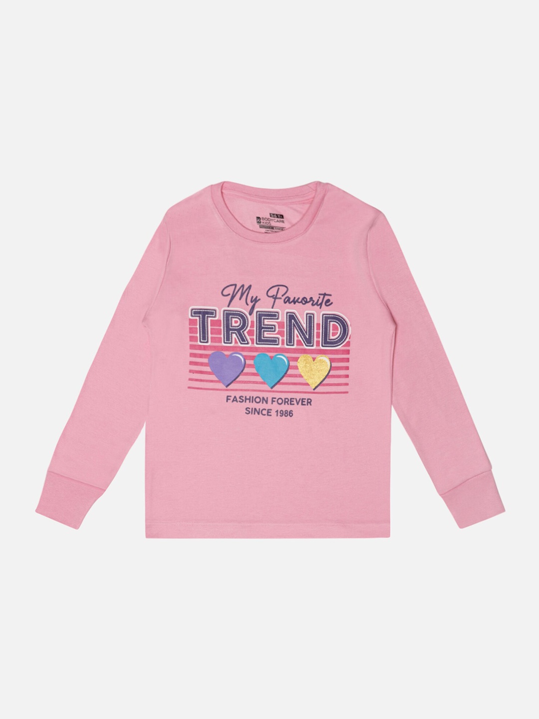 Bodycare Girls Typography Printed Cotton T-shirt, Pink