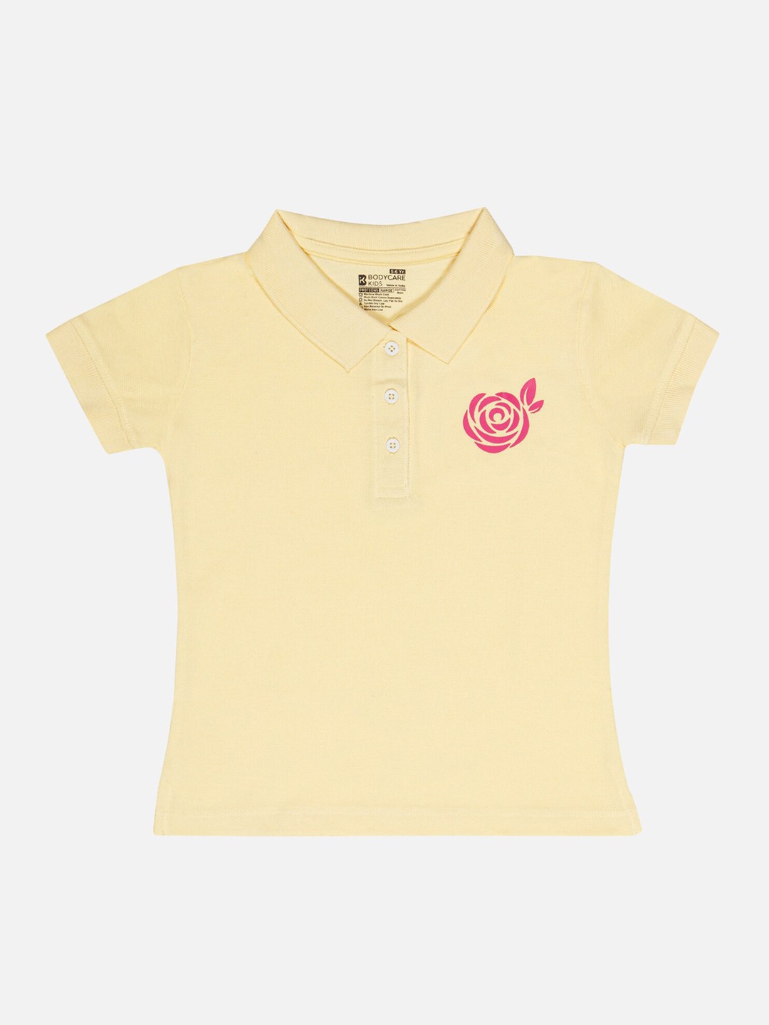 

Bodycare Girls Cotton Polo Collar Short Sleeves Applique Casual T-shirt, Yellow