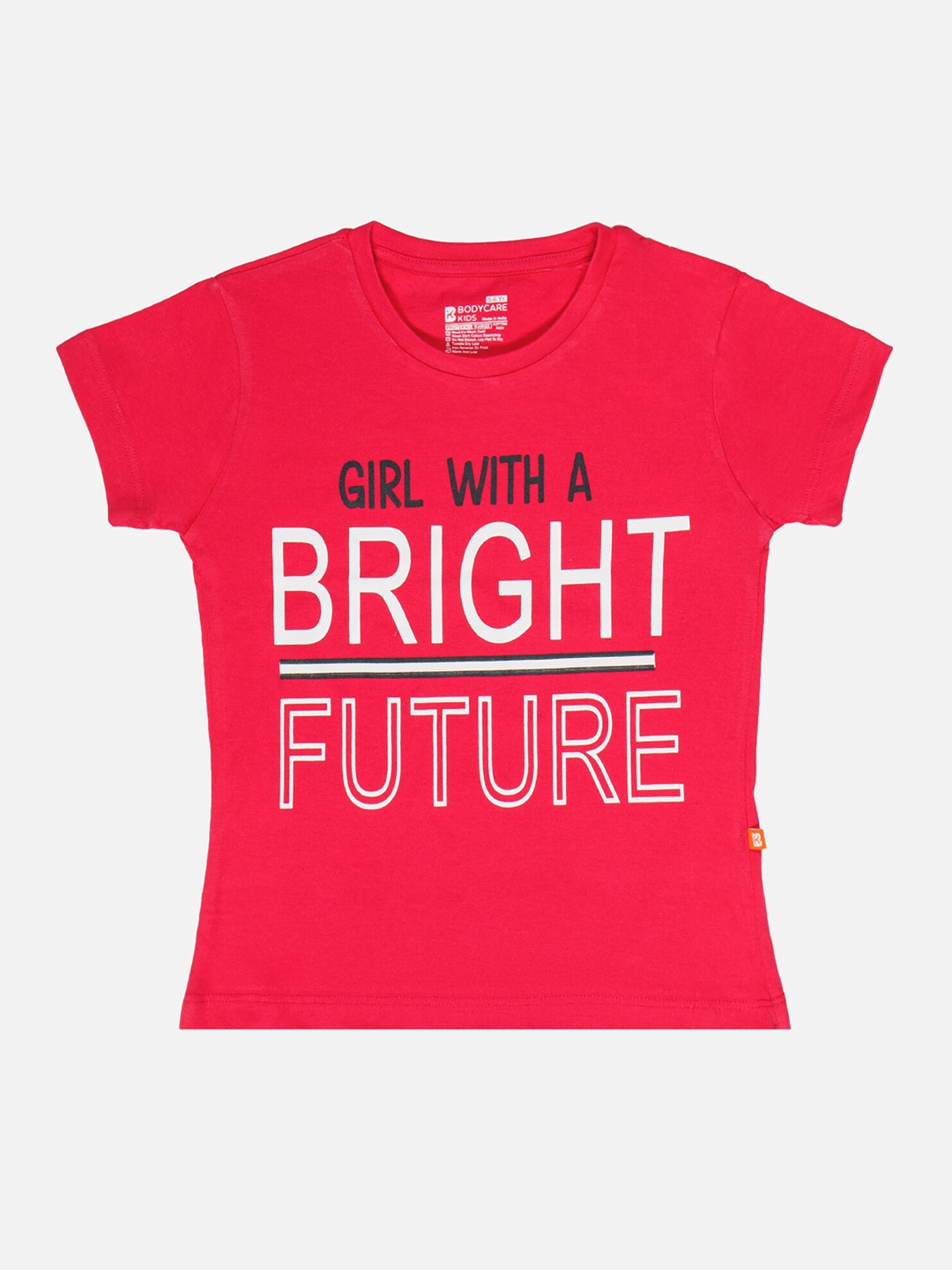 

Bodycare Girls Typography Printed V-Neck T-shirt, Fuchsia
