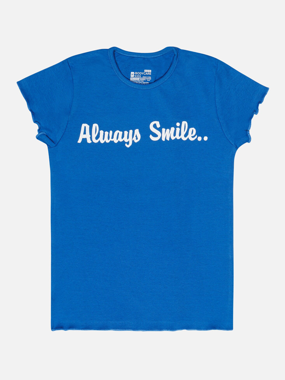 

Bodycare Girls Round Neck Typography Printed Cotton T-shirt, Blue