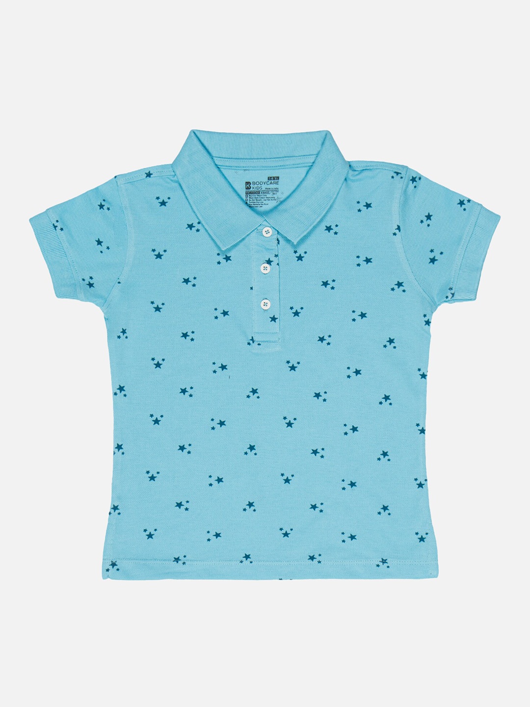 

Bodycare Girls Printed Polo Collar T-shirt, Turquoise blue